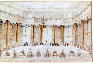 波利尼亚克婚礼的宴会。 Francesco Guardi (1712 - 1793) 的绘画。 作者 弗朗切斯科·瓜迪（Francesco Guardi）