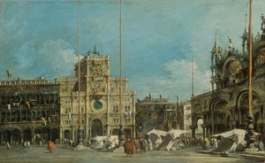 德语：Der Uhrturm am Markusplatz 圣马可广场的钟楼 作者 弗朗切斯科·瓜迪（Francesco Guardi）
