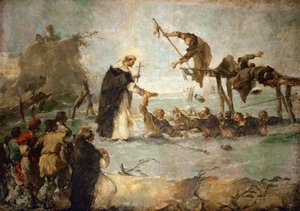 多米尼加圣人的奇迹 - 多米尼加圣人的奇迹 (Saint Goncalo de Amarante?) - Francesco Guardi (1712-1793)。 布面油画 作者 弗朗切斯科·瓜迪（Francesco Guardi）