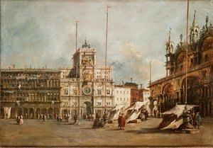 威尼斯圣马可，带钟楼（布面油画） 作者 弗朗切斯科·瓜迪（Francesco Guardi）