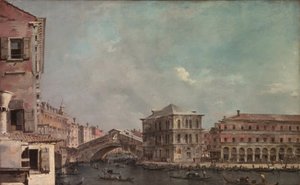 里亚托上方的大运河，约1760年（布面油画） 作者 弗朗切斯科·瓜迪（Francesco Guardi）
