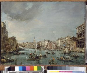 格里帕尼宫和马宁宫朝里亚托大运河的景色 作者 弗朗切斯科·瓜迪（Francesco Guardi）