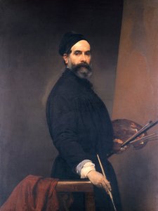 57岁时的自画像，由弗朗西斯科-哈耶兹（1791-1882）创作，布面油画 作者 弗朗切斯科·海耶兹（Francesco Hayez）