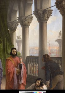 雅各布·福斯卡里和他的家人在被流放之前的最后一次会面，1838-40 作者 弗朗切斯科·海耶兹（Francesco Hayez）