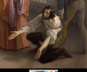雅各布·福斯卡里和他的家人在被流放之前的最后一次会面，1838-40 作者 弗朗切斯科·海耶兹（Francesco Hayez）