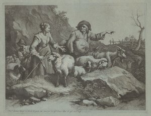 拿着麻袋的农民和两个牧羊女，1765年后。 作者 弗朗切斯科·伦敦尼奥（Francesco Londonio）