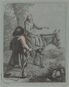 骑驴的农妇和农夫 作者 弗朗切斯科·伦敦尼奥（Francesco Londonio）