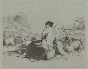 坐着的牧羊女 作者 弗朗切斯科·伦敦尼奥（Francesco Londonio）