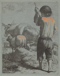 牧羊人与驴、绵羊和山羊 作者 弗朗切斯科·伦敦尼奥（Francesco Londonio）