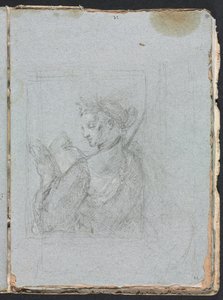 维罗纳（Verona）素描本：1760年打开书本的女性形象。 作者 弗朗切斯科·洛伦兹（Francesco Lorenzi）