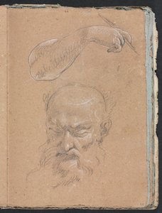 维罗纳写生簿：大胡子男人的头和右臂和右手，1760年，第59页。 作者 弗朗切斯科·洛伦兹（Francesco Lorenzi）