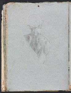维罗纳写生簿：1760年第62页后面的男性裸体头和肩膀。 作者 弗朗切斯科·洛伦兹（Francesco Lorenzi）
