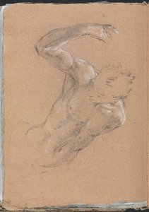 维罗纳素描集：举起右臂的男性裸体（第 32 页）