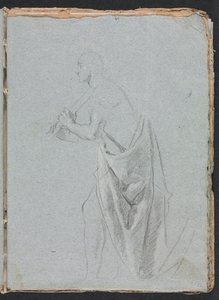 维罗纳写生簿：站立的男性，有帷幔，1760年，第19页。 作者 弗朗切斯科·洛伦兹（Francesco Lorenzi）