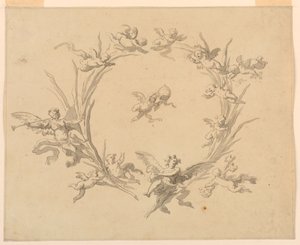 素描，壁画装饰研究，奎里纳尔宫，罗马，1815-16 年