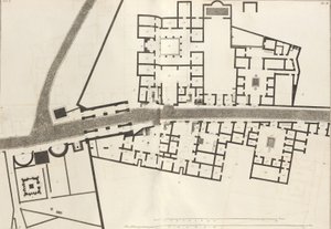 庞贝城的入口及其周围建筑的大型平面图，来自Ant...，1804。