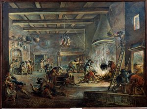 Looting a farm. Painting by Francesco Simonini (1686-1753) realized after Jacques Callot