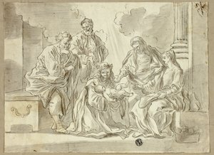 神圣家庭与圣徒 作者 弗朗切斯科·索利米娜（Francesco Solimena）