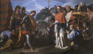 佩鲁贾（Perugia）攻城期间，隆巴德（Robobards）国王拉奇斯（Katchi）与教皇扎卡里亚斯（Pach Zacharias）之间的会议 作者 弗朗切斯科·索利米娜（Francesco Solimena）