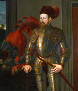 蒂罗尔的费迪南德二世，奥地利大公 - 奥地利大公费迪南德二世 (1529-1595) 的肖像，由 Terzio (Terzi), Francesco (c. 1523-1591) 绘制。 布面油画，c。 1550. 尺寸：135x130 厘米。 艺术史博物馆，维也纳 作者 弗朗切斯科·特尔齐奥（Francesco Terzio）