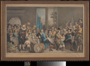 1648 年 6 月 18 日，阿姆斯特丹 Voetboog（圣约里斯）目标的弓箭手聚餐，庆祝《明斯特和约》的缔结 作者 Francesco Tozelli（艺术家签名）