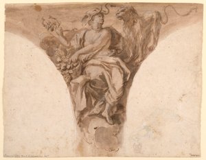 绘图，非洲，罗马圣彼得教堂洗礼前厅悬饰设计，1713-26 年 作者 弗朗切斯科·特雷维萨尼（Francesco Trevisani）