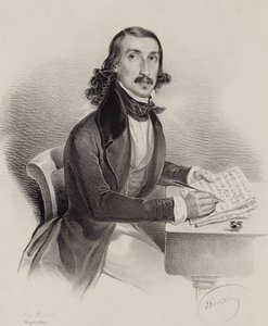 歌手和作曲家贾辛托-马拉斯的肖像，1810-1883年，1840年。 作者 弗朗切斯科·温泽尔