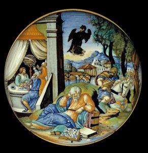 低腿剪裁：命运的寓言。 彩陶。 由 Francesco Avelli Xanto 制造（活跃于 1530/1540 年左右） 作者 弗朗切斯科·桑托·阿维利