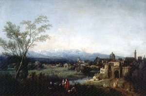 梦幻般的风景，维琴察（布面油画 作者 弗朗切斯科·祖卡雷利（Francesco Zuccarelli）