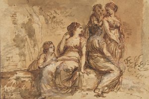 风景中的五个年轻女人，1702-88。 作者 弗朗切斯科·祖卡雷利（Francesco Zuccarelli）