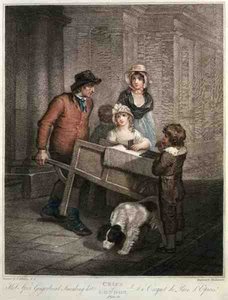 "Hot Spice Gingerbread Smoking Hot"，《The Cries of London》第12版，由Giovanni Vendramini（1769-1839）雕刻，由Colnaghi & Co.出版。