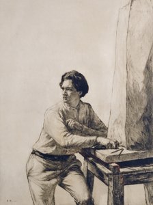 雅各布-爱泼斯坦（1880-1959 年）肖像 1909 年（深棕色墨水干点蚀刻版画） 作者 弗朗西斯·多德