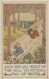 杰克和吉尔上山打了一桶水（彩色石版画） 作者 弗朗西斯·唐金·贝德福德