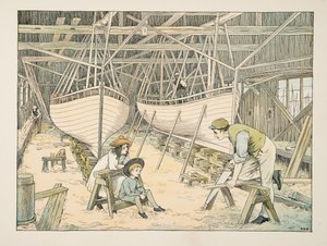 造船者》，选自《4 and Twenty Toilers》，1900 年出版（彩色石版印刷）。1900 年（彩色石印） 作者 弗朗西斯·唐金·贝德福德