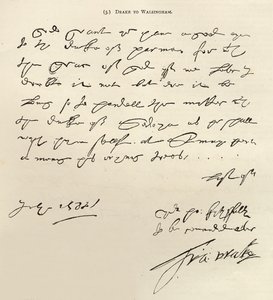 弗朗西斯·德雷克爵士致弗朗西斯·沃尔辛厄姆爵士的信函于1588年7月29日签署，发表在1888年的“休闲时刻”（纸上墨水） 作者 弗朗西斯·德雷克