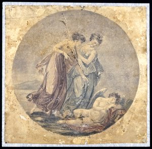 格雷斯觉醒丘比特，在本杰明·韦斯特（1738-1820）1778-81（机械绘画）的一幅画后