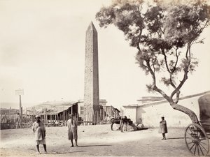 埃及方尖碑，克利奥帕特拉之针，位于埃及亚历山大市，约1870年。