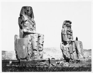 梅姆农神像，埃及底比斯，1860年 作者 Francis Frith