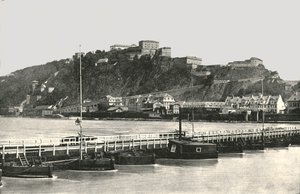 艾伦布赖特施泰因要塞在莱茵河上的堡垒，德国，1895年。