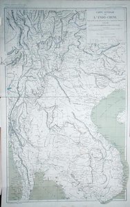 印度支那地图，摘自Doudart de Lagree的《1866-68年印度支那探索之旅地图集》。 作者 弗朗西斯·卡尼尔（Francis Garnier）