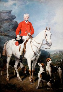 达特摩尔猎场主人查尔斯-特里劳尼（Charles Trelawny, Esq.）与他最喜爱的猎手格里马尔迪（Grimaldi）以及猎犬 "征服者"、"朗格 "和 "温德米尔 "的画像。 作者 弗朗西斯·格兰特