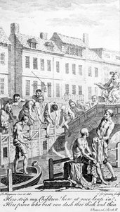 在River Fleet中沐浴，引用了Alexander Pope的“Dunciad”，由Charles Grignion雕刻，1750 作者 弗朗西斯·海曼