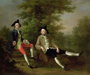 David Garrick（1717-79）（左）和Felbrigg的William Windham（1717-61）（右）c.1745的肖像