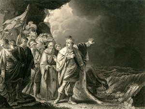 卡努特责备他的臣子》，约1840年。 作者 弗朗西斯·霍尔