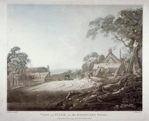 一辆马车消失在伦敦埃奇韦尔路上的山坡上，1799年。