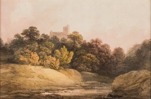 风景，约 1840 年（纸面水彩画） 作者 弗朗西斯·尼科尔森