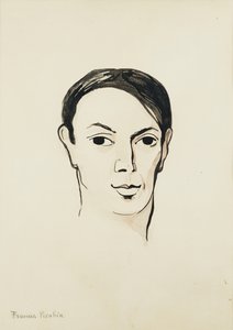 巴勃罗-毕加索肖像；Portrait de Pablo Picasso，约 1902-1905 年（纸面水彩、毛笔、黑色墨水和铅笔） 作者 弗朗西斯·毕卡比亚