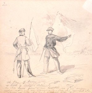 休战旗，约1860年（纸上铅笔）。 作者 弗朗西斯·谢尔
