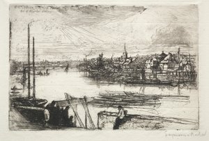 巴特西河（Battersea Reach），1843年。 作者 弗朗西斯·西摩·哈登（Francis Seymour Haden）