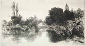 Shere Mill Pond较大的盘子，1860年。 作者 弗朗西斯·西摩·哈登（Francis Seymour Haden）